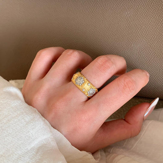 Women's Kaleidoscope Filigree Zircon Open Ring