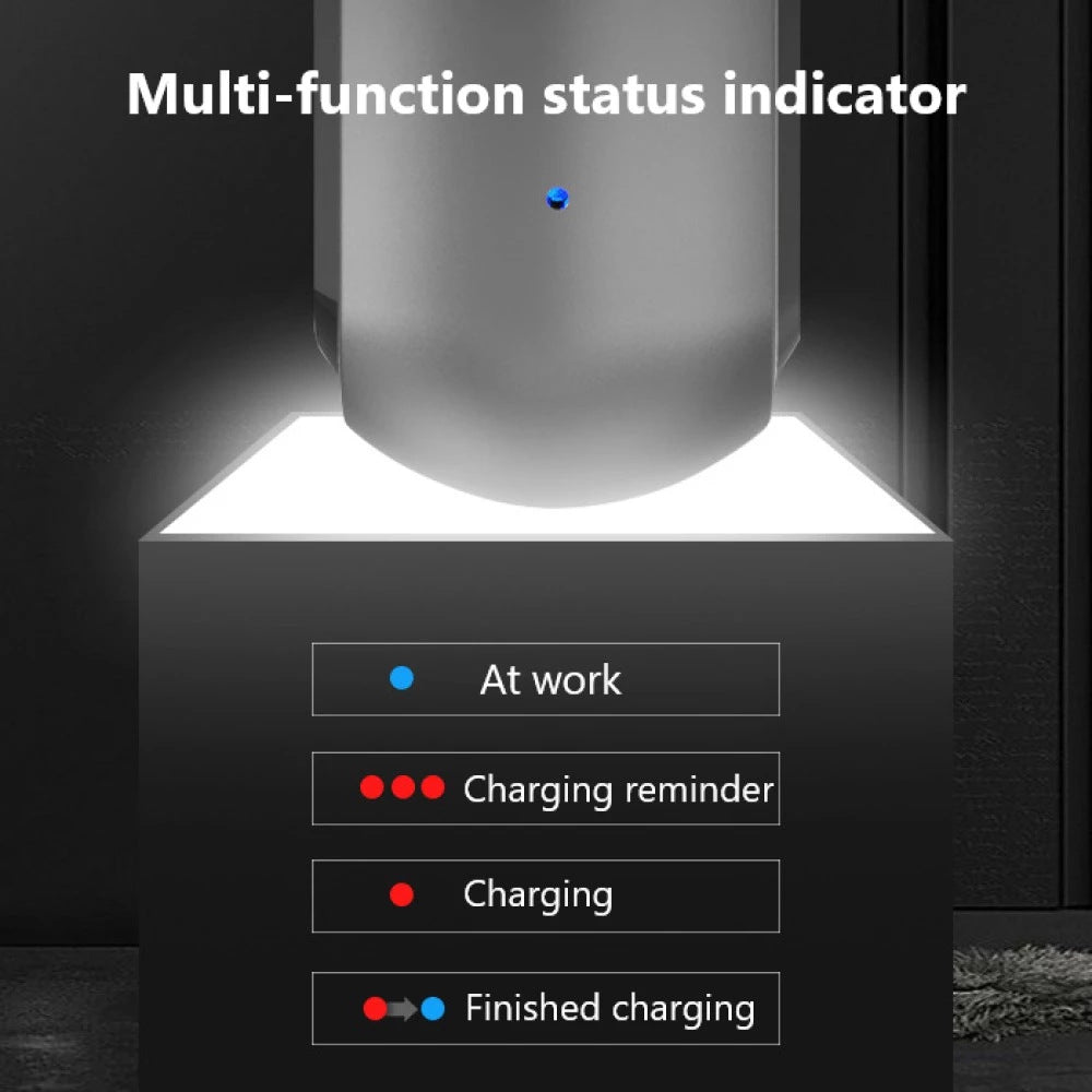 Multi-function status indicator of Electric Shaver Trimmer Charging Model showing charging states and reminders.